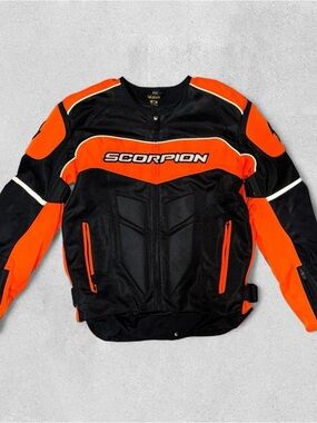 Scorpion Mesh Motorcycle Jacket Eddy Black Men's Medium Hi Vis Orange Urban